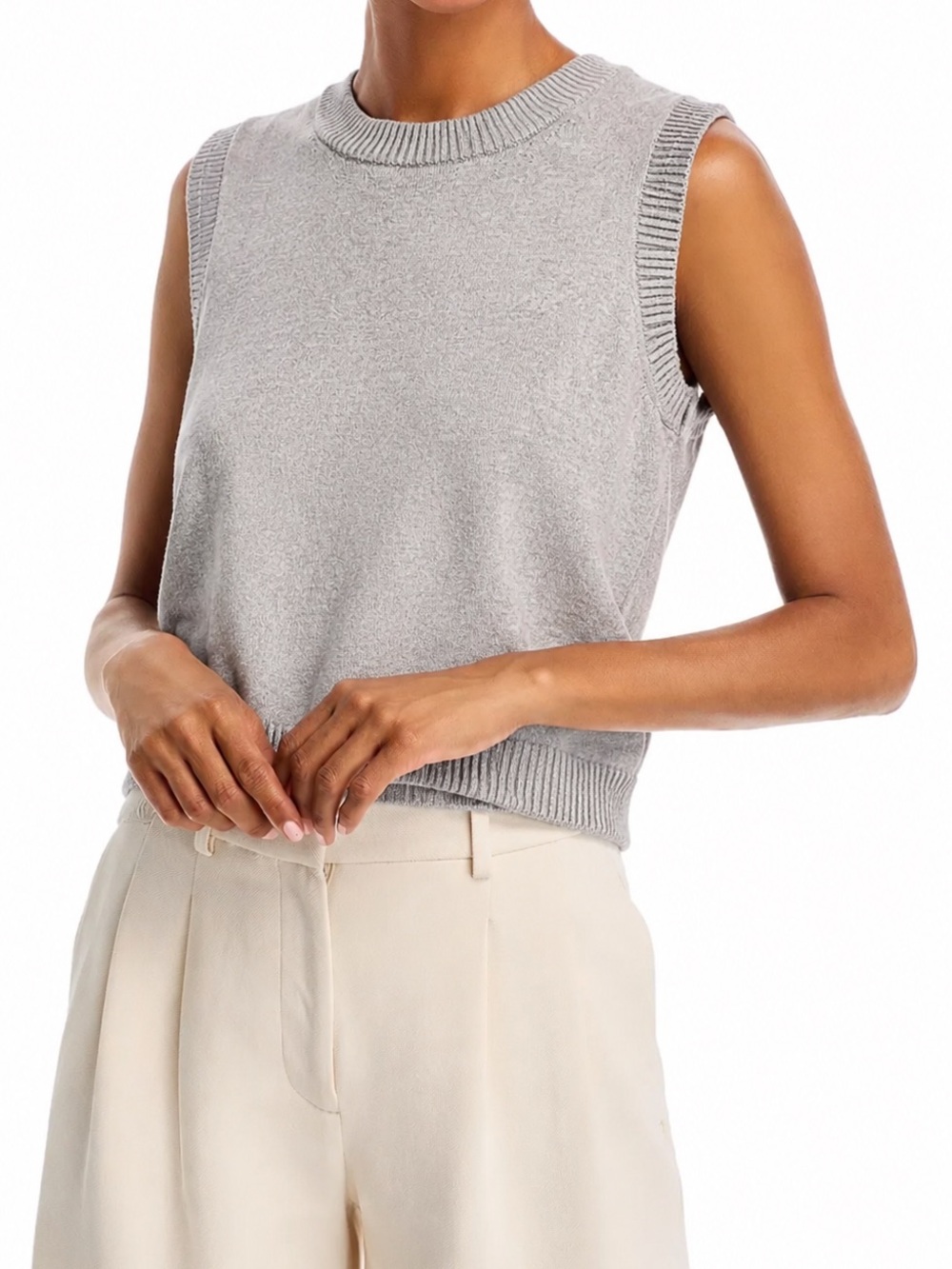 French Connection Sleeveless Knit Sweater Vest Gray Size Medium